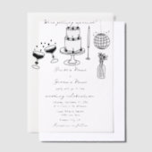 Hand getrokken zwarte illustraties Doodles bruilof Vellum Uitnodigingen (Offset)