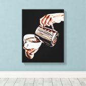 Hand gieten koffie digitale kunst schilderij canvas afdruk (Insitu (Houten vloer))
