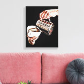 Hand gieten koffie digitale kunst schilderij canvas afdruk (Insitu (Woonkamer))