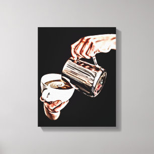 Hand gieten koffie digitale kunst schilderij canvas afdruk