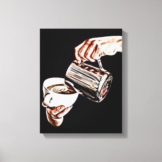 Hand gieten koffie digitale kunst schilderij canvas afdruk (Voorkant)
