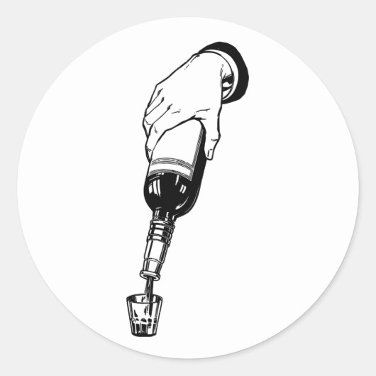 Hand Gieten Whiskey In Shot Glas Party Art Ronde Sticker (Voorkant)