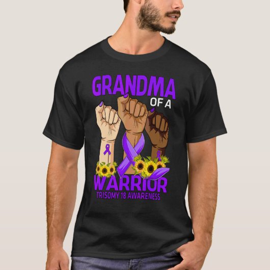 Hand Grandma of a Warrior Trisomy 18 Awareness Sun T-shirt (Voorkant)