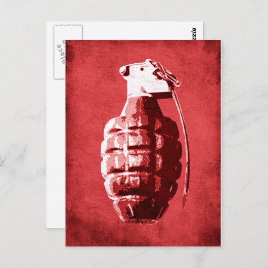 Hand Grenade op Red Briefkaart (Voorkant / Achterkant)