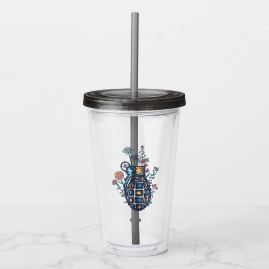 Hand Grenade Vase of Flowers Acryl Drinkbeker (Voorkant)