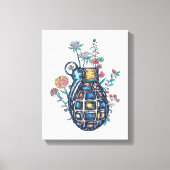 Hand Grenade Vase of Flowers Canvas Afdruk (Voorkant)