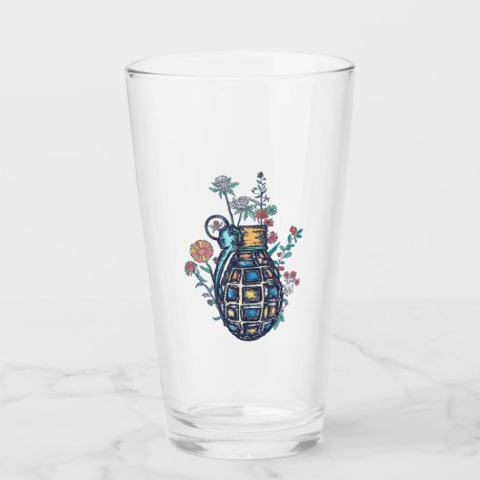 Hand Grenade Vase of Flowers Glas (Voorkant)