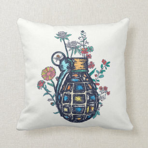 Hand Grenade Vase of Flowers Kussen