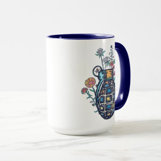 Hand Grenade Vase of Flowers Mok (Voorkant rechts)