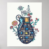 Hand Grenade Vase of Flowers Poster (Voorkant)