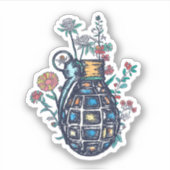 Hand Grenade Vase of Flowers Sticker (Voorkant)