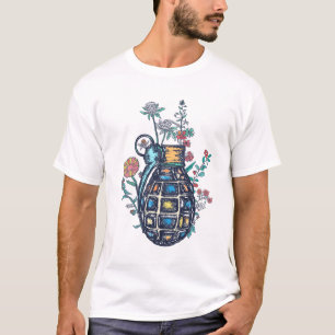 Hand Grenade Vase of Flowers T-shirt