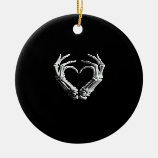 Hand Hart Skelet Bone Spooky Meisjes Vrouwen Tiene Keramisch Ornament (Voorkant)