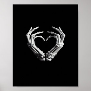 Hand Hart Skelet Bone Spooky Meisjes Vrouwen Tiene Poster