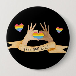 Hand Hartenvrije Moederknuffels | Regenboog LGBTQ  Ronde Button 4,0 Cm