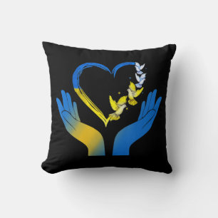 Hand Heart Oekraïnse vlag duve Oekraïne Kussen