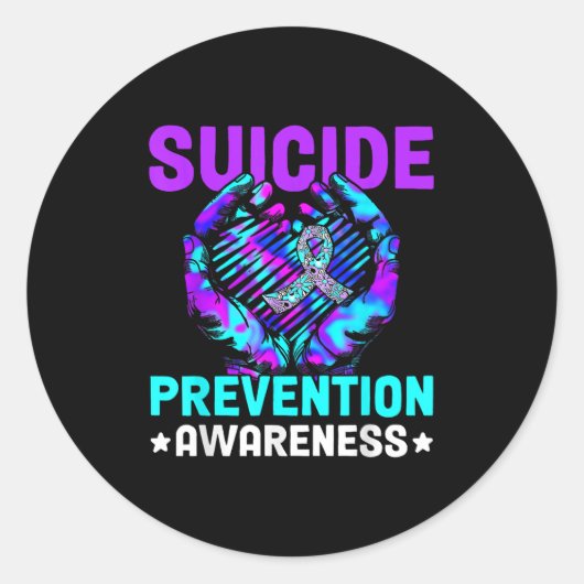 Hand Heart Suicide Prevention Awareness Week Septe Ronde Sticker (Voorkant)