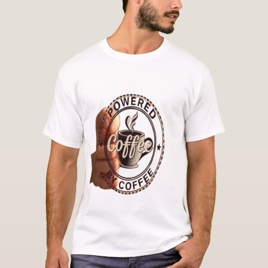 Hand Held Vintage Koffie Stempel T-shirt (Voorkant)