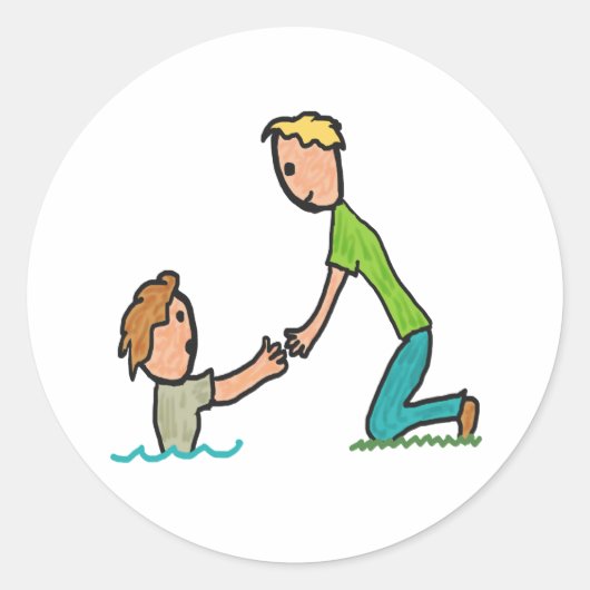 Hand helpen ronde sticker (Voorkant)