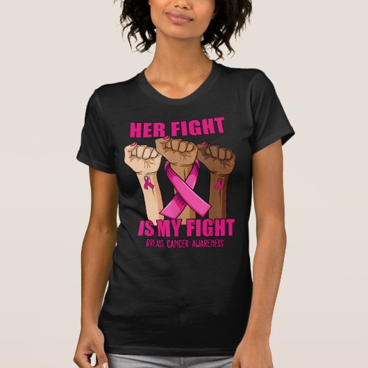 Hand Hight is My Fight Breast Cancer Awareness T-shirt (Voorkant)
