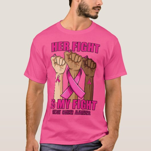 Hand Hight is My Fight Breast Cancer Awareness T-shirt (Voorkant)