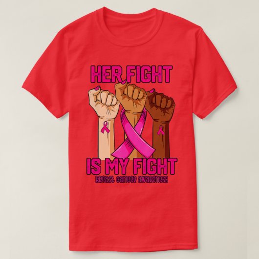 Hand Hight is My Fight Breast Cancer Awareness T-shirt (Design voorkant)