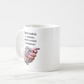 Hand Holding baby Slang Reptiel citeert kunst Koffiemok (Voorkant links)