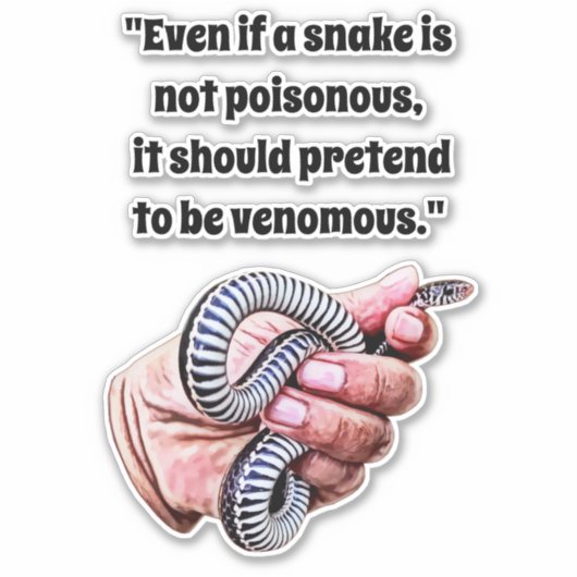 Hand Holding baby Slang Reptiel citeert kunst Sticker (Voorkant)