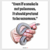 Hand Holding baby Slang Reptiel citeert kunst Sticker (Vel)