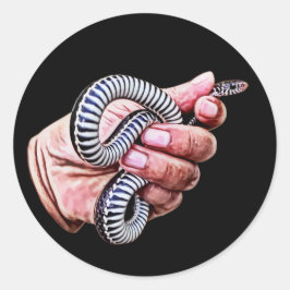 Hand Holding baby Slang Reptielen Dieren Art Ronde Sticker