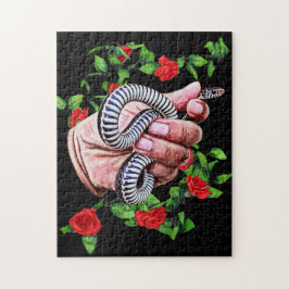 Hand Holding baby Snake Quote Reptielen Dieren Art Legpuzzel