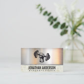 Hand Holding Dumbbell | Metaalgrunge Visitekaartje (Staand voorkant)