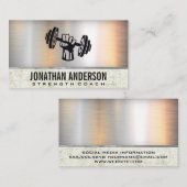 Hand Holding Dumbbell | Metaalgrunge Visitekaartje (Voorkant / Achterkant)