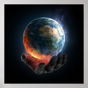 Hand Holding Earth Poster