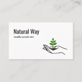 Hand Holding Groene bladeren Plant Natuur Logo Visitekaartje (Voorkant)