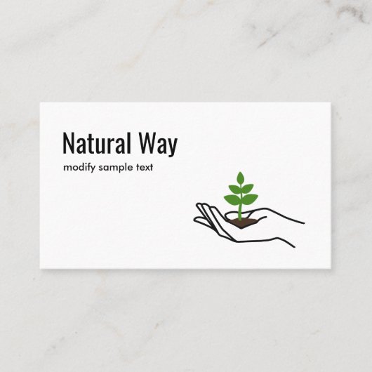 Hand Holding Groene bladeren Plant Natuur Logo Visitekaartje (Voorkant)