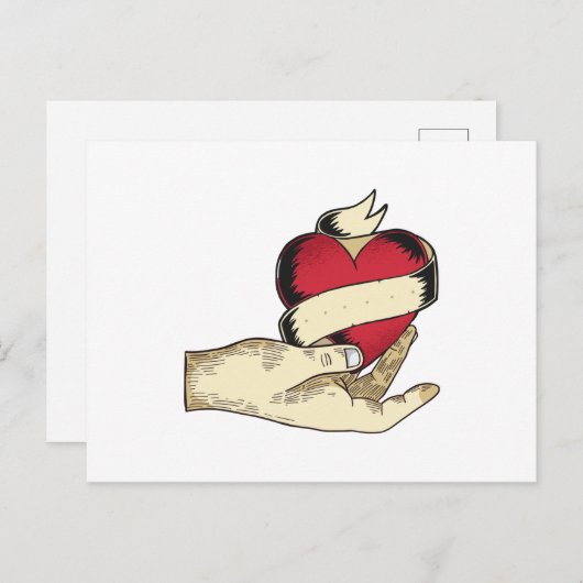 Hand Holding Heart Briefkaart (Voorkant / Achterkant)