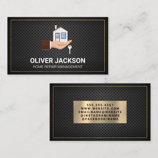 Hand Holding House | Visitekaartje van geperforeer (Voorkant / Achterkant)