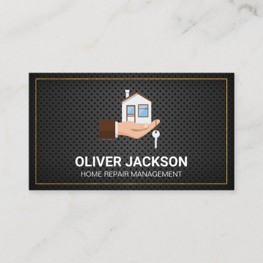 Hand Holding House | Visitekaartje van geperforeer (Voorkant)