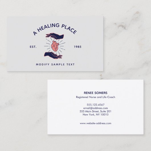 Hand Holding Menselijk Hart Holistic Healer Visitekaartje (Voorkant / Achterkant)