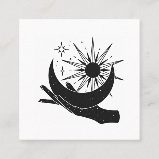Hand holding moon and sun square visitekaartje (Achterkant)