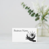 Hand holding moon and sun square visitekaartje (Staand voorkant)