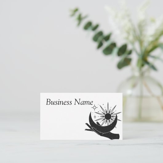 Hand holding moon and sun square visitekaartje (Staand voorkant)