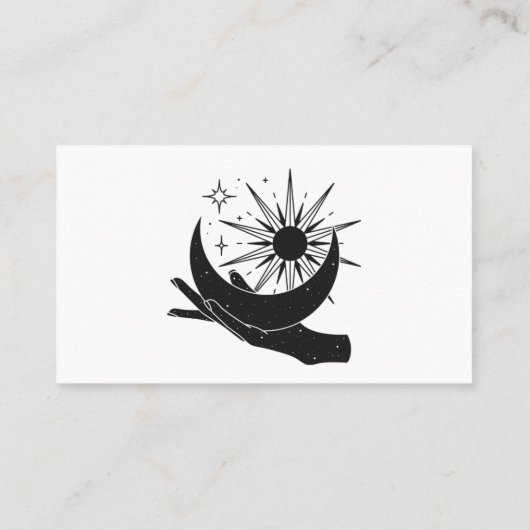 Hand holding moon and sun square visitekaartje (Achterkant)