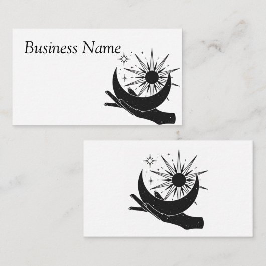 Hand holding moon and sun square visitekaartje (Voorkant / Achterkant)