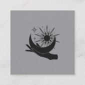 Hand holding moon and sun vierkante visitekaartje (Achterkant)