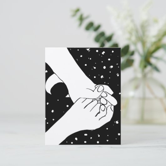 Hand-holding over sterren bedankkaart (Staand voorkant)