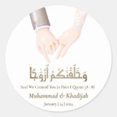 Hand Holding Quote An-Naba 8 Moslim Bruiloft Nikah Ronde Sticker (Voorkant)