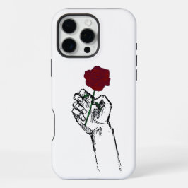 Hand Holding Rose Minimal Art – Elegant Floral Des iPhone 16 Pro Max Hoesje