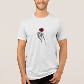 Hand Holding Rose Minimal Art Men’s T-Shirt (Voorkant)